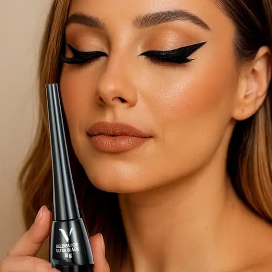 Delineador Líquido Ultra Black Traço Fino Preto 8ml - Vivai