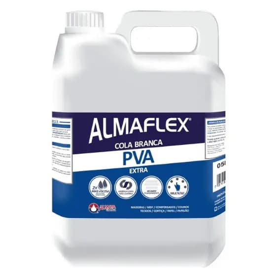 Cola Branca Pva Extra Profissional Almaflex 813 5kg Mdf Marcenaria Madeira Slime Papelão Pipa 5 kg