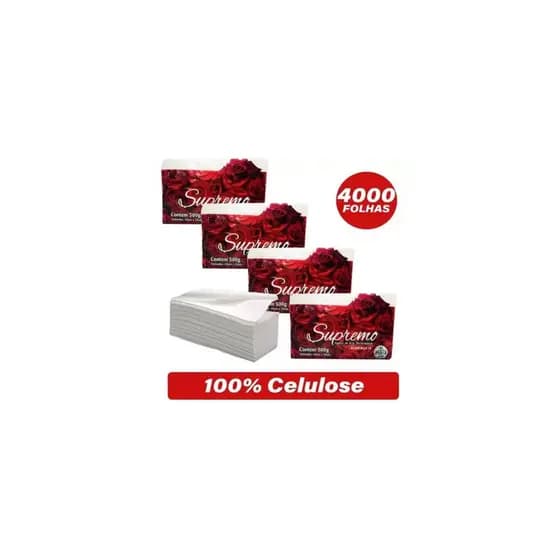 4x Papel Toalha Interfolha 2 Dobras Extra Branco 20x20 cm 4000 Folhas Enxuga Bem para Casa Restaurantes