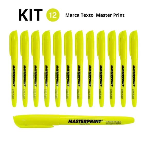 24 un Canetas Marca Texto Neon Masterprint Amarela MP612