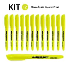 24 un Canetas Marca Texto Neon Masterprint Amarela MP612