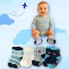 Kit 12 Pares Meias para Bebês Menino com Antiderrapante 0 a 24 meses
