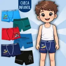 Kit 12,10 ou 03 Cuecas Boxer Infantil 2 a 10 anos Algodão ou Microfibra Premium Menino