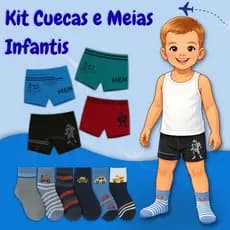 Kit Infantil Cuecas + Meias Menino Premium