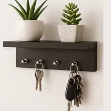 Porta Chaves Com Prateleira Preto Pequeno