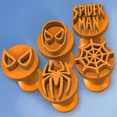 Kit Carimbos Brigadeiros Docinhos Molde Festa Confeitaria - Homem Aranha Spider Man Teia - 5pçs