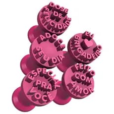 Kit Carimbos Brigadeiros Docinhos Molde Festa Confeitaria - Frases - 5pçs