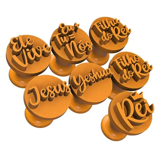 Kit Carimbos Brigadeiros Docinhos Molde Festa Confeitaria - Frases Religiosas (2,5cm) - 7pçs