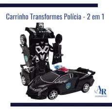 Carrinho Transformes Policia 2 em 1 Bate e Volta Gira 360° Brinquedo Menino