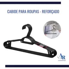 Kit Cabide Adulto Reforçado Organizador De Roupas 39cm Preto
