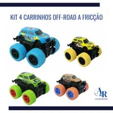Kit 4 Miniatura Carrinho Monster Pick Up Bigfoot Fricção Cambalhota 360°