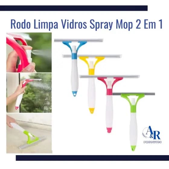Rodo Rodinho Limpa Vidros Spray Mop 2 Em 1 Com Reservatorio Borrifador