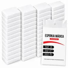 Kit 50 Esponja Mágica Bucha Melamina Tira Mancha Original Desengordura Limpeza Max Clean