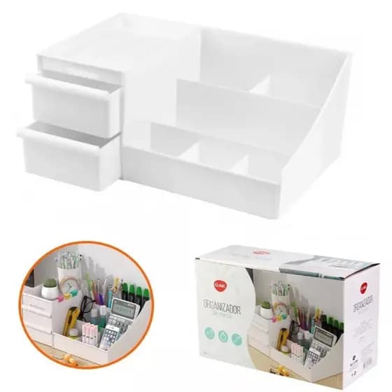 Organizador Mesa Maquiagem Multiuso Com Gavetas Porta Lapis Escritorio