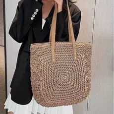 Bolsa feminia Palha Para Praia Garde com Alça de Ombro em Couro Sintético A001