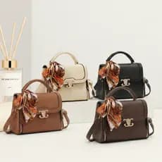 Bolsas Feminina Media Com lenço Alça Transversal 2 Ziper e Alça de Mao