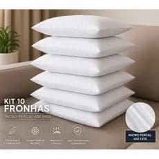 Kit de Fronhas Lisas Branca Para Capa Travesseiro 100% Micropercal 400 fios 50x70cm