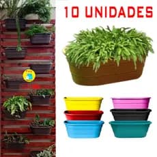 Kit 5 a 10 Vasos para plantas arandela duplo parede meia lua flores jardim vertical 6L