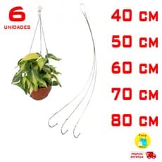 Kit 6 Cabo de aço corrente pendurar vasos 3 ou 4 gancho jardim vertical suculentas