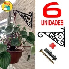 kit 1 a 6 Suporte para plantas plastico jardim vertical parede mão francesa