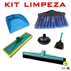 Kit limpeza vassoura pá lixo rodo duplo lava piso azulejo desentupidor esfregão rodinho pia sem cabo