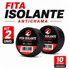 Kit 2 Fita Isolante Antichama 10m x 18mm Alta Aderência Elétrica Resistente ao Calor Preta