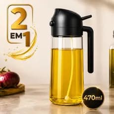 Galheteiro Spray Azeite 2 em 1 Vidro Borrifador Dosador Oleo Vinagre Shoyu Cozinha Moderna 470ml