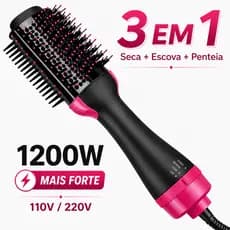 Escova Secadora Alisador Elétrica 1000W ou 1200w 3 em 1 Alisa Seca Modela Volumiza Cabelo 110V/220V