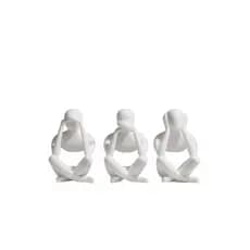 TRÍADE DO BEM, NÃO OUÇO, NÃO VEJO, NÃO FALA. ESCULTURA MINIMALISTA. DECORATIVA