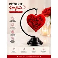 Melhor Mãe – Decoração de Coração / Rosa de Presente