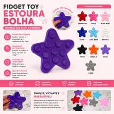 Estrela Fidget Toy Estoura Bolha Sensorial | Pop It Antiestresse e Chaveiro