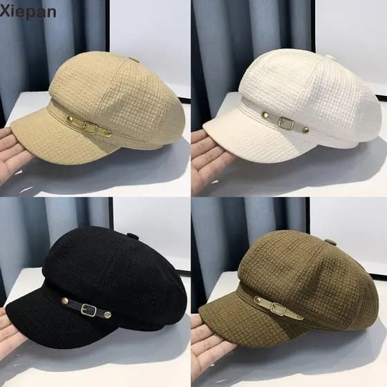 XIEPAN Boinas Bonés , Chapéu Octogonal De Designer De Moda Jornaleiro , Acessórios Retrô Baldes Feminino