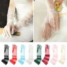 MILLNEY 1 Par Luvas De Tule Longo Dedo Acessórios De Roupa Ultra Fina Vestido De Noiva