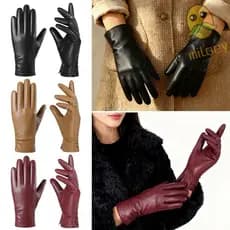 Luvas Femininas MILLNEY , Impermeáveis Com Cinco Dedos Forradas De Lã Quentes De Inverno De Couro PU Inteiros