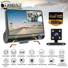 Câmera De Painel De 3 Lentes GODNESSFO , Full HD 170 ° Gravador DVR De Carro Grande Angular , Traseira Com Sensor G 1080