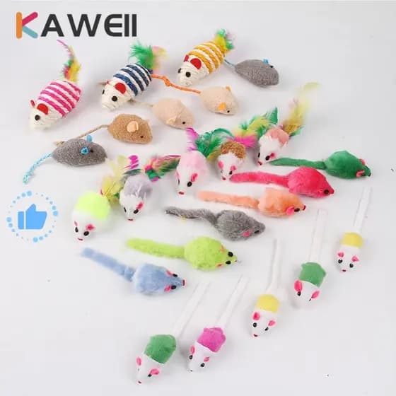 KAWEII 16/24/48PCS Brinquedo De Pelúcia De Gato De Estimação Interativo Simulação Ratos Resistência À Mordida Colorido
