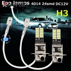 KAWEII 2 Unidades H3 6500K 24-SMD 4014 Farol De Neblina Para Carro Lâmpada De Cabeça Super Brilhante Automática