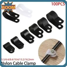 BOOM 100 Pcs Braçadeira De Cabo De Nylon Acessórios Elétricos Duráveis Fixadores De Mangueira De Fiação Úteis De Metal