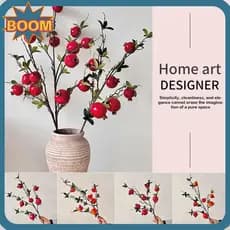 BOOM Flores De Frutas Artificiais , Falsas , Simulação De Árvore De Bonsai , Romã Artificial , Ramo Longo
