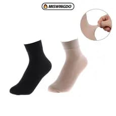 MISWINGDO Meias De Boca Larga , 1/5 Pares De Tornozelo De Nylon De Cor Sólida , Negócios Quentes E Confortáveis