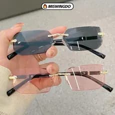 Óculos De Sol Retangulares Sem Aro MISWINGDO , Proteção UV400 Moldura Y2K , Para Mulheres E Homens