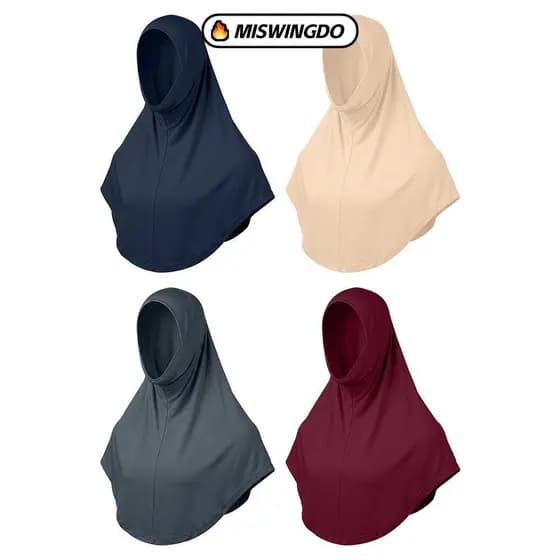 MISWINGDO Pulôver Hijab , Design Drapeado Queixo Duplo Undercap Instantâneo , Tecido Macio Oração