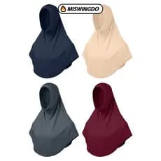 MISWINGDO Pulôver Hijab , Design Drapeado Queixo Duplo Undercap Instantâneo , Tecido Macio Oração