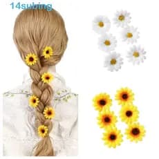 SUBING 6 Pçs/set Grampos De Cabelo De Girassol , Headwear Estilo Boêmio Simulação Flor , Cocar