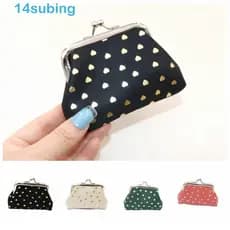 SUBING Carteira Kiss Lock , Bolsa De Moedas Com Estampa De Coração , Mini De Metal Dobrável Fivela Portátil Para Festa