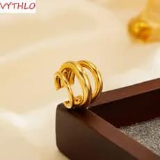 Punho De Orelha Em Forma De C VYTHLO , Clipe Dourado De Aço Inoxidável Anel Triplo Grosso E De Rosca De Metal