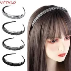Faixa De Cabelo VYTHLO , Com Cabeça De Strass Para Lavagem Facial Dentada , Argola De Diamante De Maquiagem De Plástico