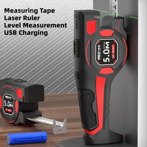 Fita Métrica A Laser VYTHLO , Digital Retrátil 3 Em 1 , Telêmetro Recarregável De 5m X 25mm