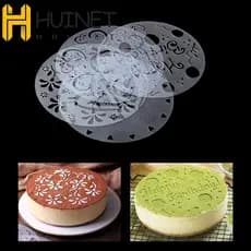 HUINET Conjunto De Estêncil De Bolo , 4 Peças , Peneira De Açúcar , Ferramenta De Decoração De Fondant , Arte Plástica