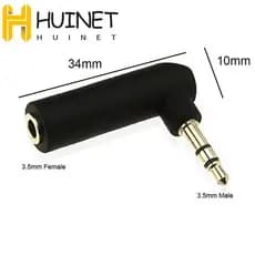 Adaptador De Áudio Estéreo HUINET Tomada Jack Ângulo Reto 3 Pólos Conector Plug 90 Graus